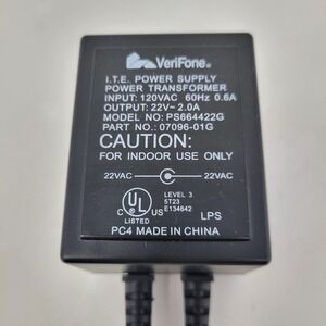 VeriFone‎ PS664422G Power Supply AC Adapter 120VAC 0.6A to 22VAC 2.0A